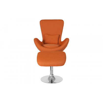 BLNK Egg Series Fabric Side Reception Chair with Ottoman - Orange