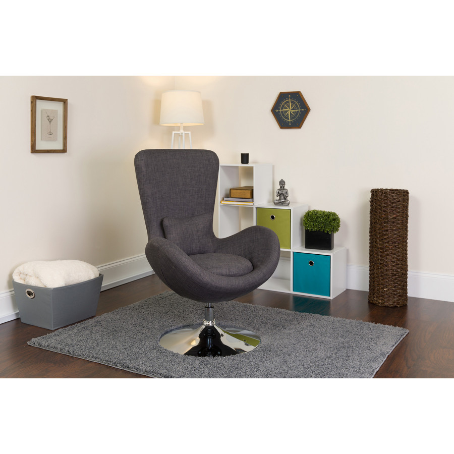 BLNK Egg Series Fabric Side Reception Chair - Dark Gray