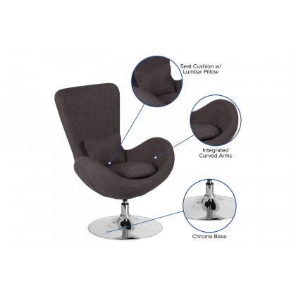 BLNK Egg Series Fabric Side Reception Chair - Dark Gray