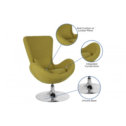 BLNK Egg Series Fabric Side Reception Chair - Green