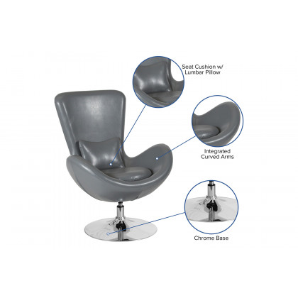 BLNK Egg Series LeatherSoft Side Reception Chair - Gray