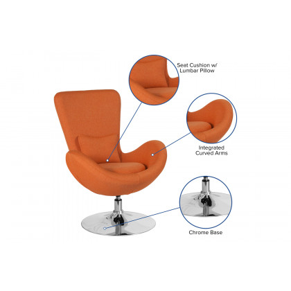 BLNK Egg Series Fabric Side Reception Chair - Orange