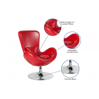 BLNK Egg Series LeatherSoft Side Reception Chair - Red