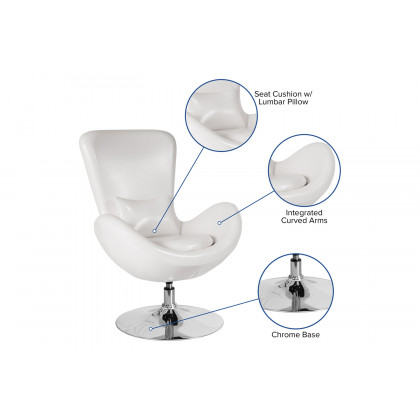 BLNK Egg Series LeatherSoft Side Reception Chair - White