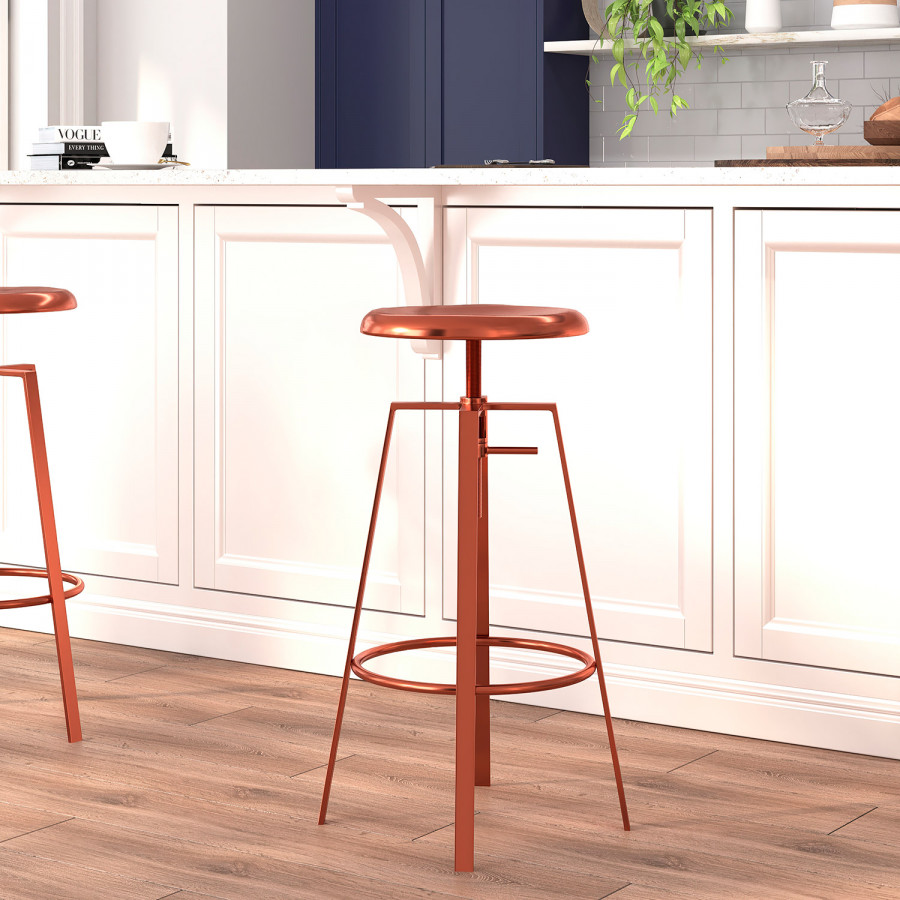 BLNK Toledo Industrial Style Bar Stool with Swivel Lift Adjustable Height Seat - Rose Gold