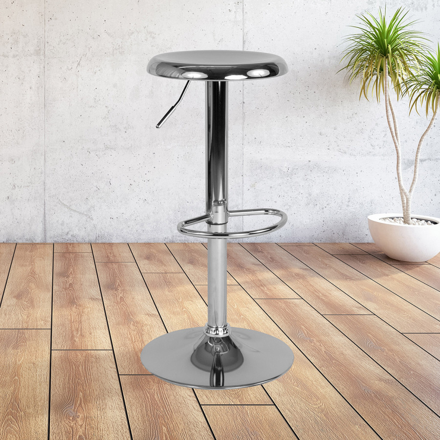 BLNK Madrid Series Adjustable Height Retro Bar Stool - Chrome