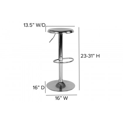 BLNK Madrid Series Adjustable Height Retro Bar Stool - Chrome