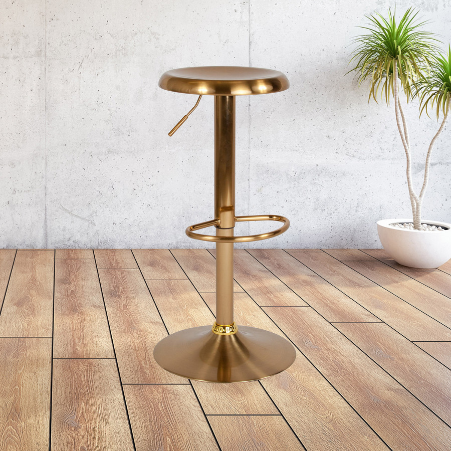 BLNK Madrid Series Adjustable Height Retro Bar Stool - Gold