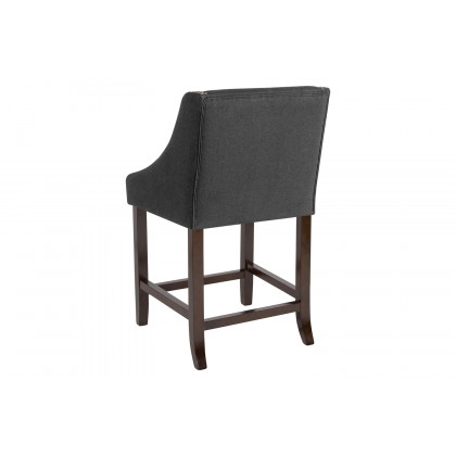 BLNK Carmel Series Fabric Transitional Walnut Counter Height Stool with Accent Nail Trim - Charcoal
