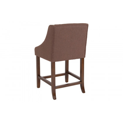 BLNK Carmel Series Fabric Transitional Walnut Counter Height Stool with Accent Nail Trim - Brown