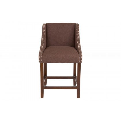 BLNK Carmel Series Fabric Transitional Walnut Counter Height Stool with Accent Nail Trim - Brown
