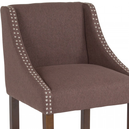 BLNK Carmel Series Fabric Transitional Walnut Counter Height Stool with Accent Nail Trim - Brown