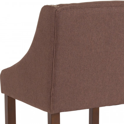 BLNK Carmel Series Fabric Transitional Walnut Counter Height Stool with Accent Nail Trim - Brown