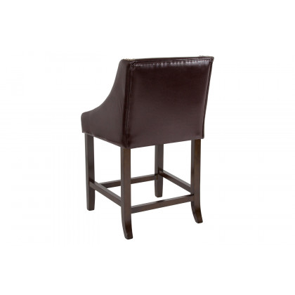 BLNK Carmel Series LeatherSoft Transitional Walnut Counter Height Stool with Nail Trim - Brown