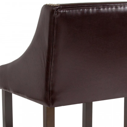 BLNK Carmel Series LeatherSoft Transitional Walnut Counter Height Stool with Nail Trim - Brown