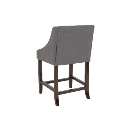 BLNK Carmel Series Fabric Transitional Walnut Counter Height Stool with Accent Nail Trim - Dark Gray