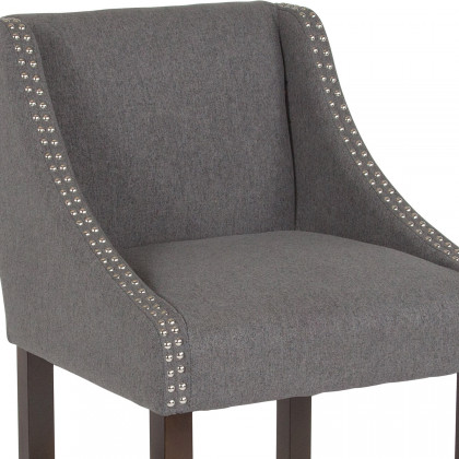 BLNK Carmel Series Fabric Transitional Walnut Counter Height Stool with Accent Nail Trim - Dark Gray