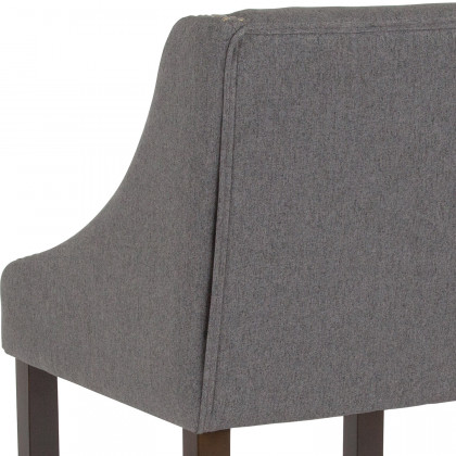 BLNK Carmel Series Fabric Transitional Walnut Counter Height Stool with Accent Nail Trim - Dark Gray
