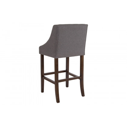 BLNK Carmel Series Fabric Transitional Walnut Bar Stool with Accent Nail Trim - Dark Gray