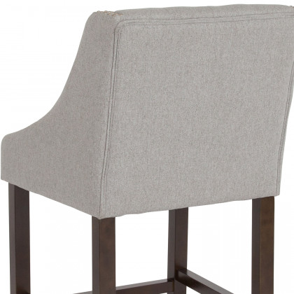 BLNK Carmel Series Fabric Transitional Tufted Walnut Counter Height Stool with Accent Nail Trim - Light Gray