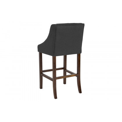 BLNK Carmel Series Fabric Transitional Tufted Walnut Bar Stool with Accent Nail Trim - Charcoal