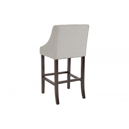 BLNK Carmel Series Fabric Transitional Tufted Walnut Bar Stool with Accent Nail Trim - Light Gray