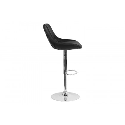 BLNK Contemporary Vinyl Adjustable Height Bar Stool with Chrome Base - Black