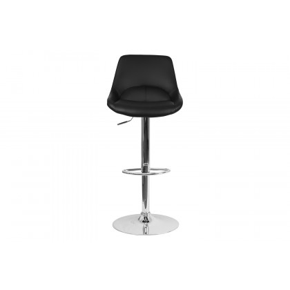 BLNK Contemporary Vinyl Adjustable Height Bar Stool with Chrome Base - Black