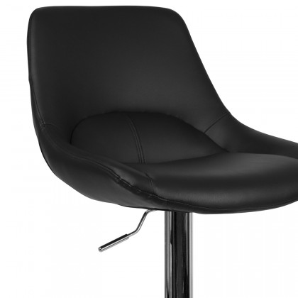 BLNK Contemporary Vinyl Adjustable Height Bar Stool with Chrome Base - Black