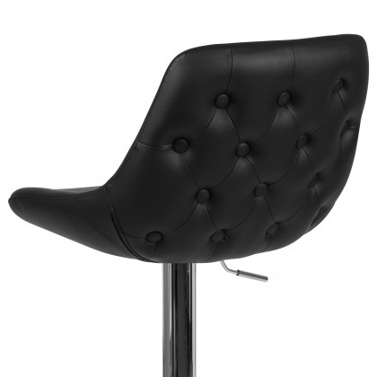 BLNK Contemporary Vinyl Adjustable Height Bar Stool with Chrome Base - Black