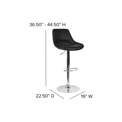 BLNK Contemporary Vinyl Adjustable Height Bar Stool with Chrome Base - Black