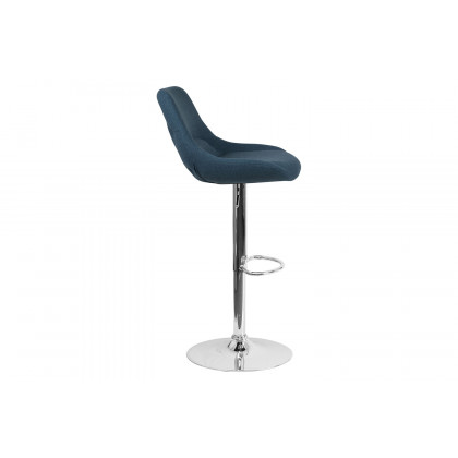 BLNK Elijah Fabric Adjustable Height Bar Stool with Chrome Base - Blue