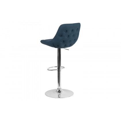 BLNK Elijah Fabric Adjustable Height Bar Stool with Chrome Base - Blue