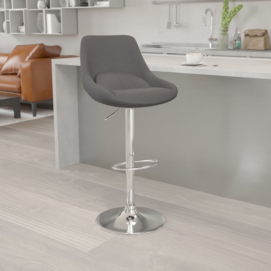 BLNK - Contemporary Fabric Adjustable Height Bar Stool with Chrome Base