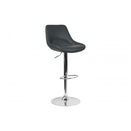 BLNK Contemporary Vinyl Adjustable Height Bar Stool with Chrome Base - Gray