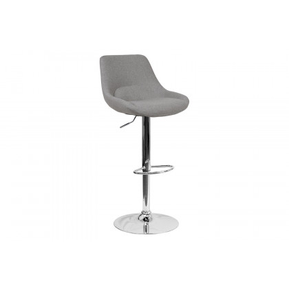 BLNK Elijah Fabric Adjustable Height Bar Stool with Chrome Base - Gray