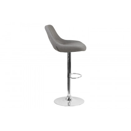 BLNK Elijah Fabric Adjustable Height Bar Stool with Chrome Base - Gray