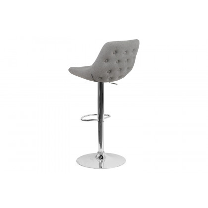 BLNK Elijah Fabric Adjustable Height Bar Stool with Chrome Base - Gray