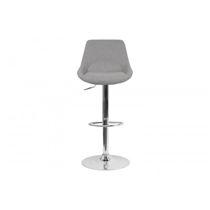 BLNK Elijah Fabric Adjustable Height Bar Stool with Chrome Base - Gray