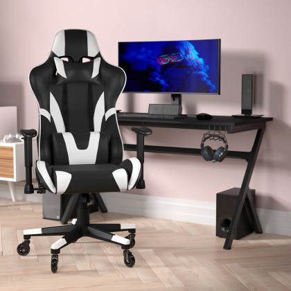 BLNK - X20 Gaming Racing Office Computer PC Adjustable Chair with Reclining Back and Transparent Roller Wheels
