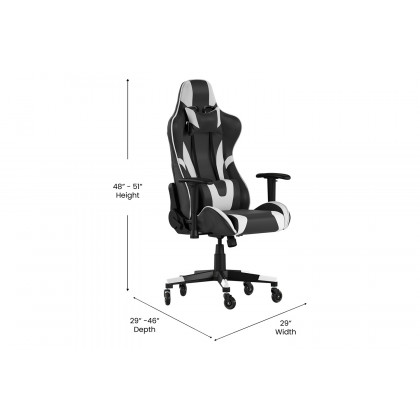 BLNK X20 Gaming Racing Office Computer PC Adjustable Chair with Reclining Back and Transparent Roller Wheels - Black