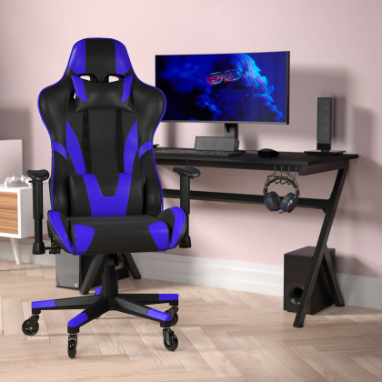 BLNK - X20 Gaming Racing Office Computer PC Adjustable Chair with Reclining Back and Transparent Roller Wheels