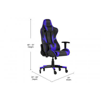 BLNK X20 Gaming Racing Office Computer PC Adjustable Chair with Reclining Back and Transparent Roller Wheels - Blue