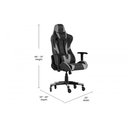 BLNK X20 Gaming Racing Office Computer PC Adjustable Chair with Reclining Back and Transparent Roller Wheels - Gray