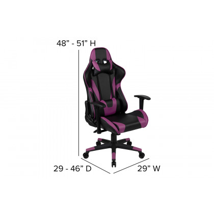 BLNK X20 Gaming Racing Office Ergonomic Computer PC Adjustable Swivel Chair with Fully Reclining Back - Purple