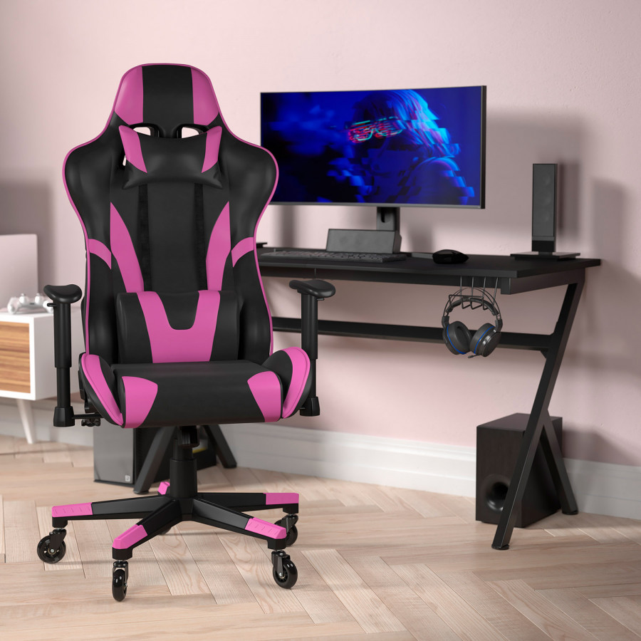 BLNK - X20 Gaming Racing Office Computer PC Adjustable Chair with Reclining Back and Transparent Roller Wheels