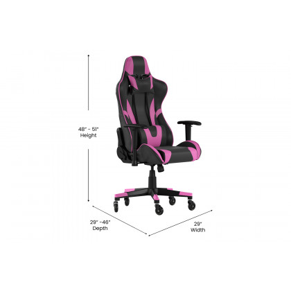 BLNK X20 Gaming Racing Office Computer PC Adjustable Chair with Reclining Back and Transparent Roller Wheels - Purple