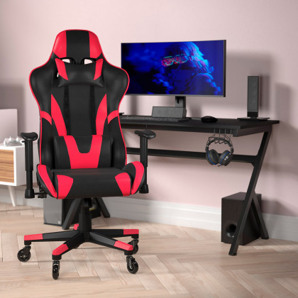 BLNK - X20 Gaming Racing Office Computer PC Adjustable Chair with Reclining Back and Transparent Roller Wheels