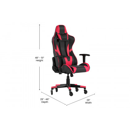 BLNK X20 Gaming Racing Office Computer PC Adjustable Chair with Reclining Back and Transparent Roller Wheels - Red