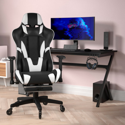 BLNK - X30 Gaming Racing Computer Chair with Reclining Back, Slide-Out Footrest, and Transparent Roller Wheels